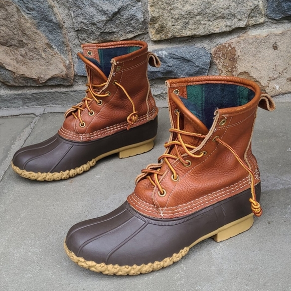 L.L.bean  flannel lined tumbled  leather  duck boo
